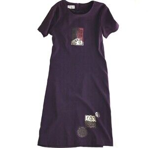 SOLD!!  Vintage Lonnie Star Medium Purple Faux Suede Short Sleeve Dress